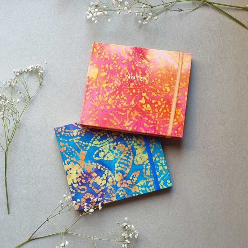 Carnet de notes artisanal carré avec tissu