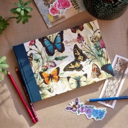Carnet mix media papillons grand format paysage