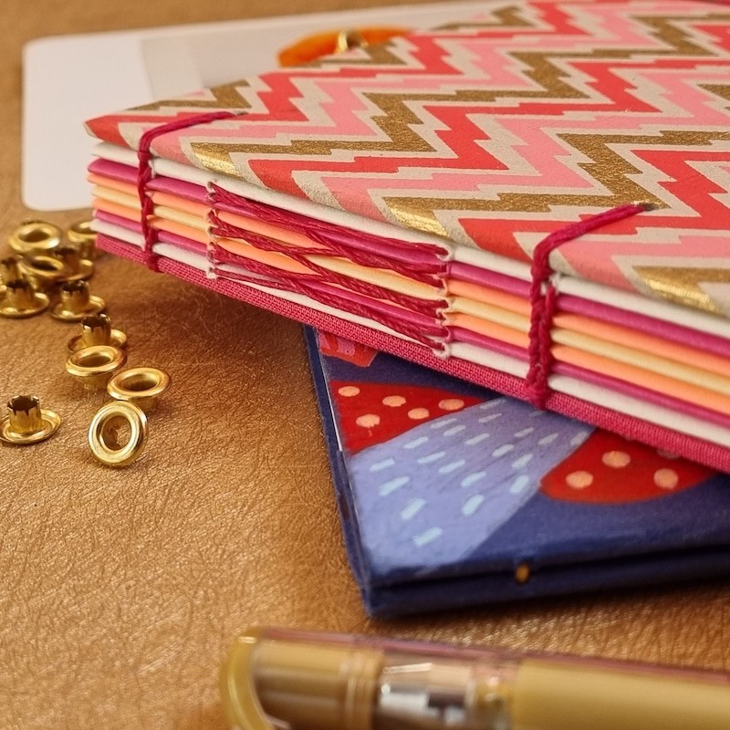 copy of Carnet de note A5 artisanal papier recycle rose rouge couverture