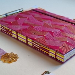 Carnet de note A5 artisanal rose japanese chiyogami