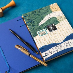 Carnet artisanal de note A5 poétique bleu