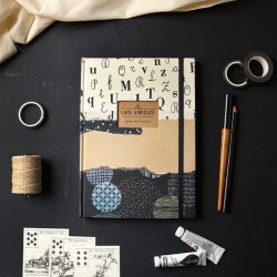 Carnet artisanal A5: livre d'artiste blanc et noir